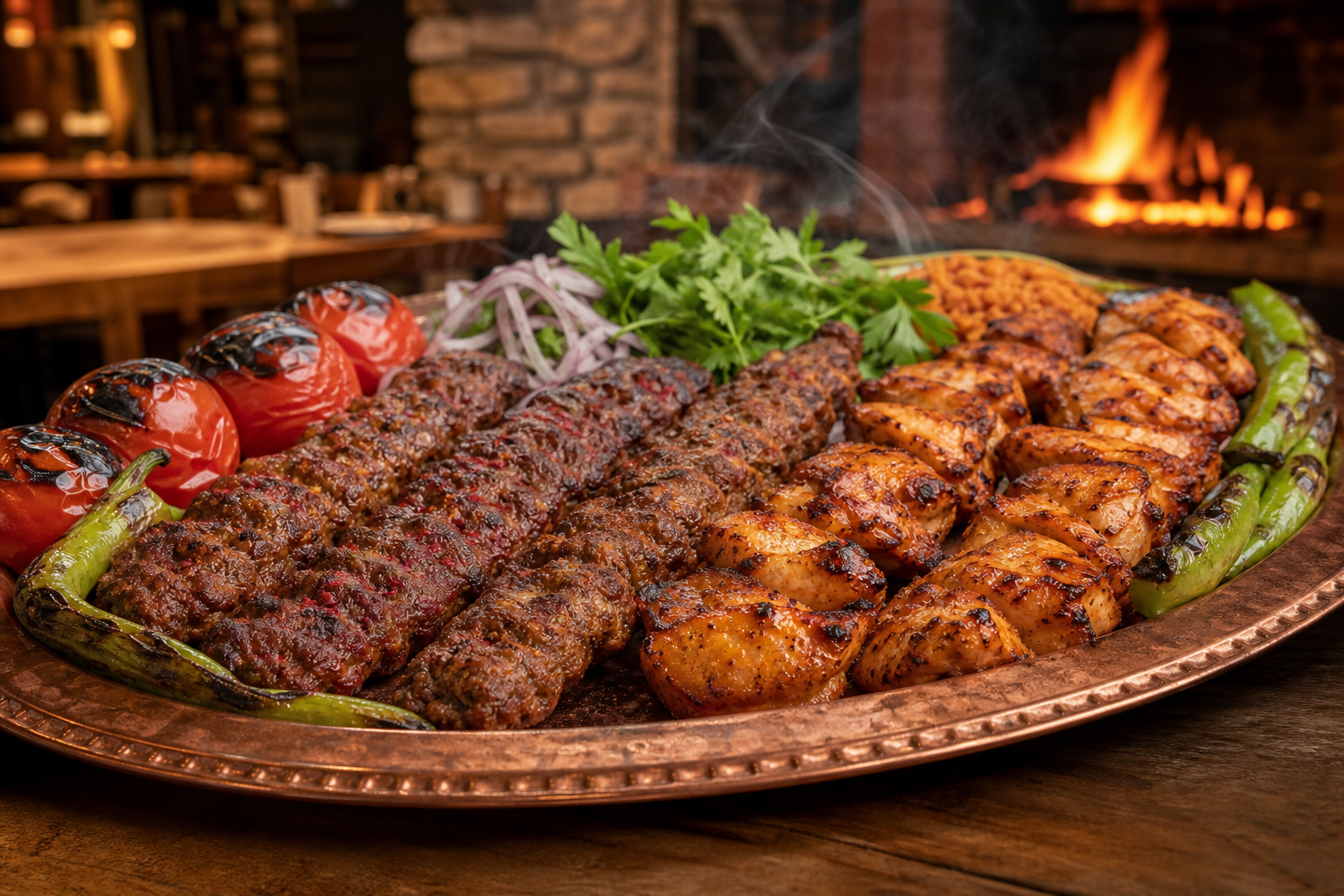 Köz ateşinde pişirilmiş kebap ve ızgara çeşitleri